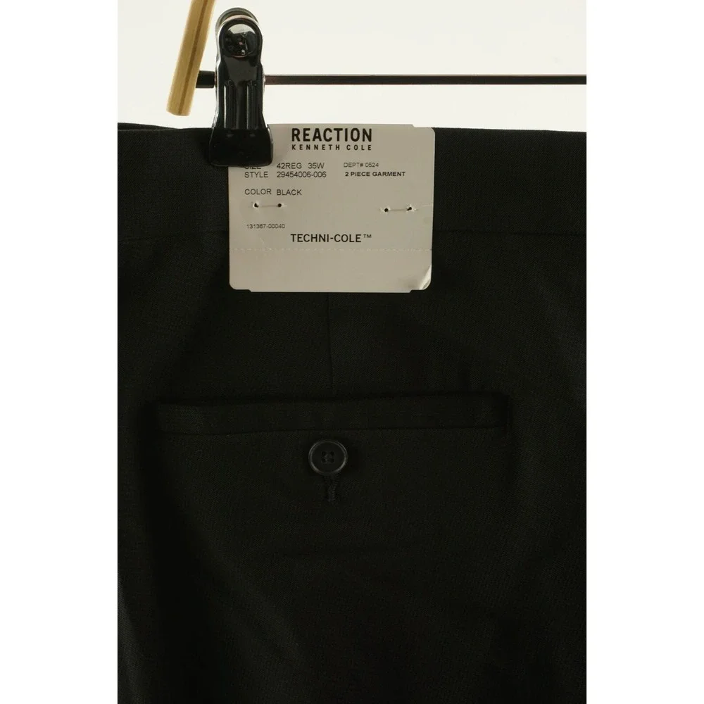 New $135 Kenneth Cole Reaction‎ Men's 35 x 33 Slim Black Techni-Cole Suit Pants